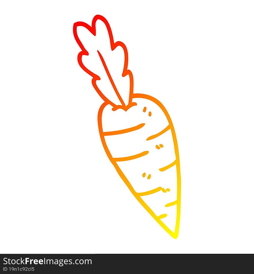 warm gradient line drawing of a cartoon carrots