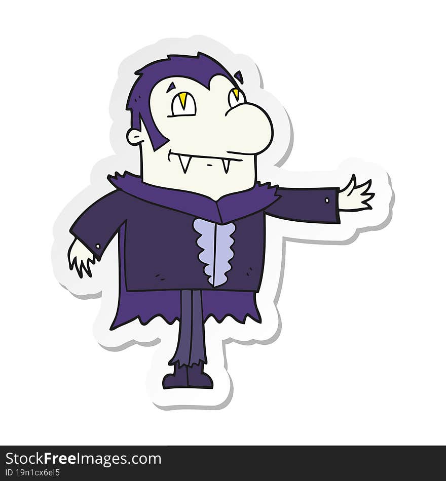 sticker of a cartoon vampire