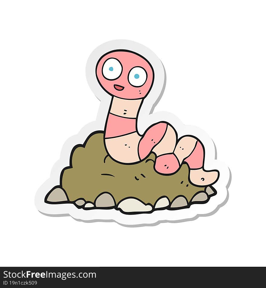 sticker of a cartoon earthworm