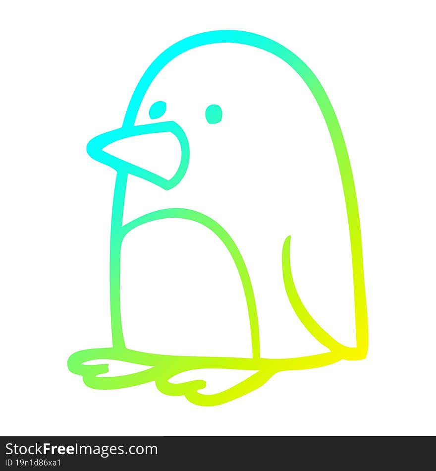 cold gradient line drawing cartoon christmas penguin