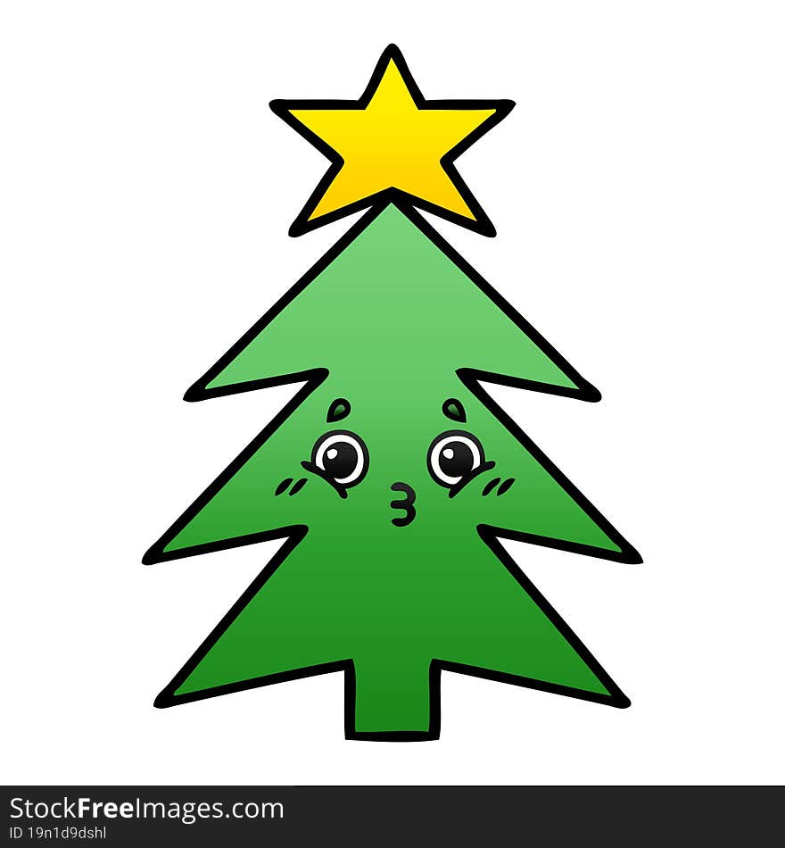 gradient shaded cartoon of a christmas tree