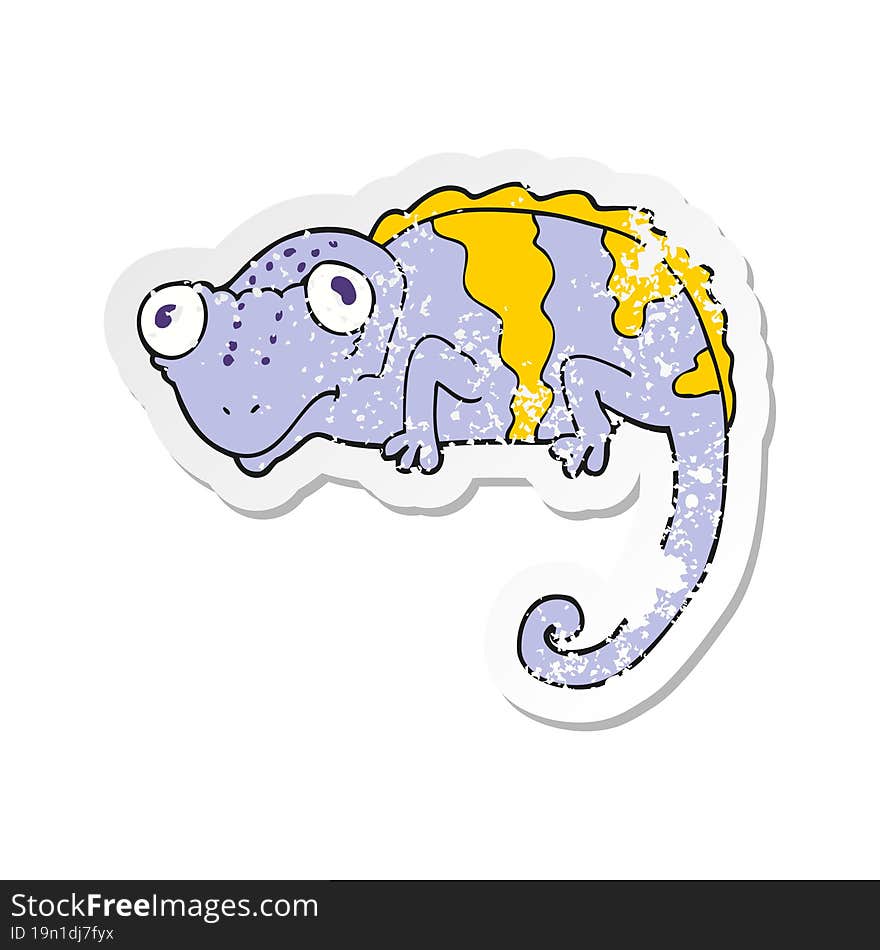 retro distressed sticker of a cartoon chameleon