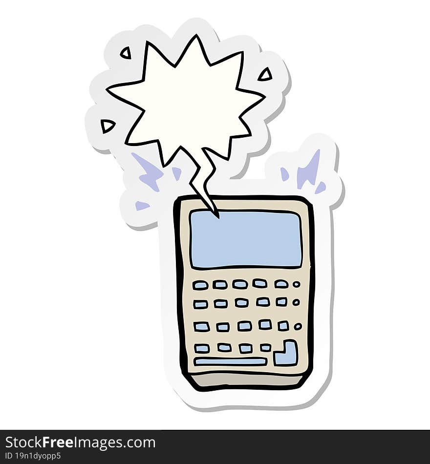 cartoon calculator with speech bubble sticker