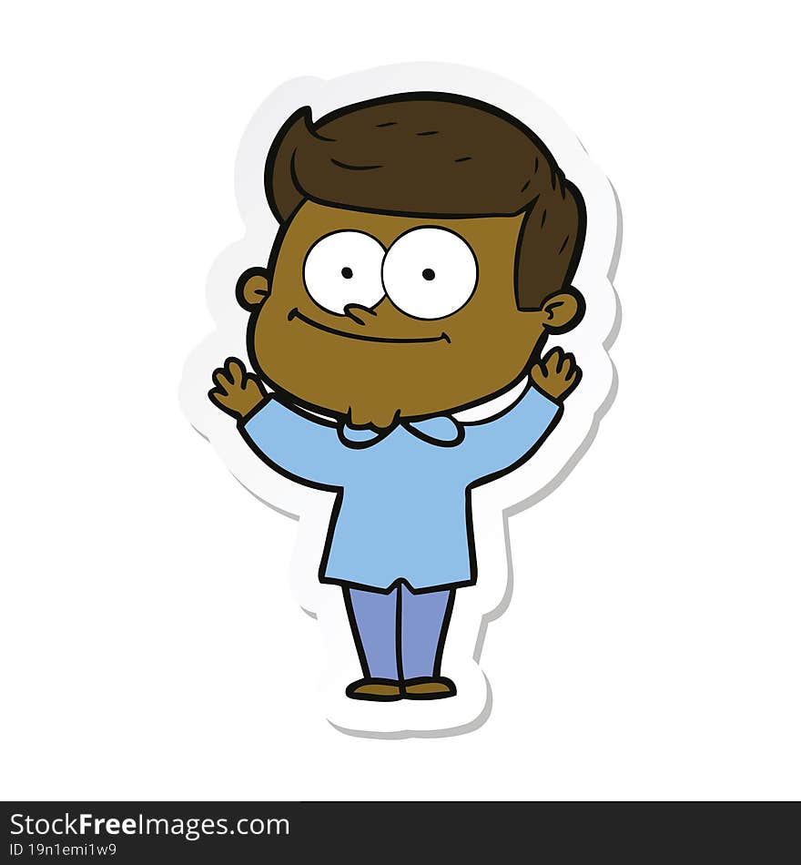 sticker of a cartoon happy man