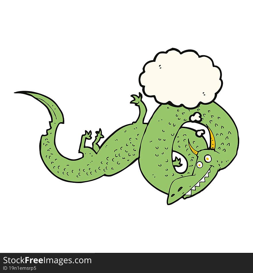 cartoon chinese dragon with thought bubble