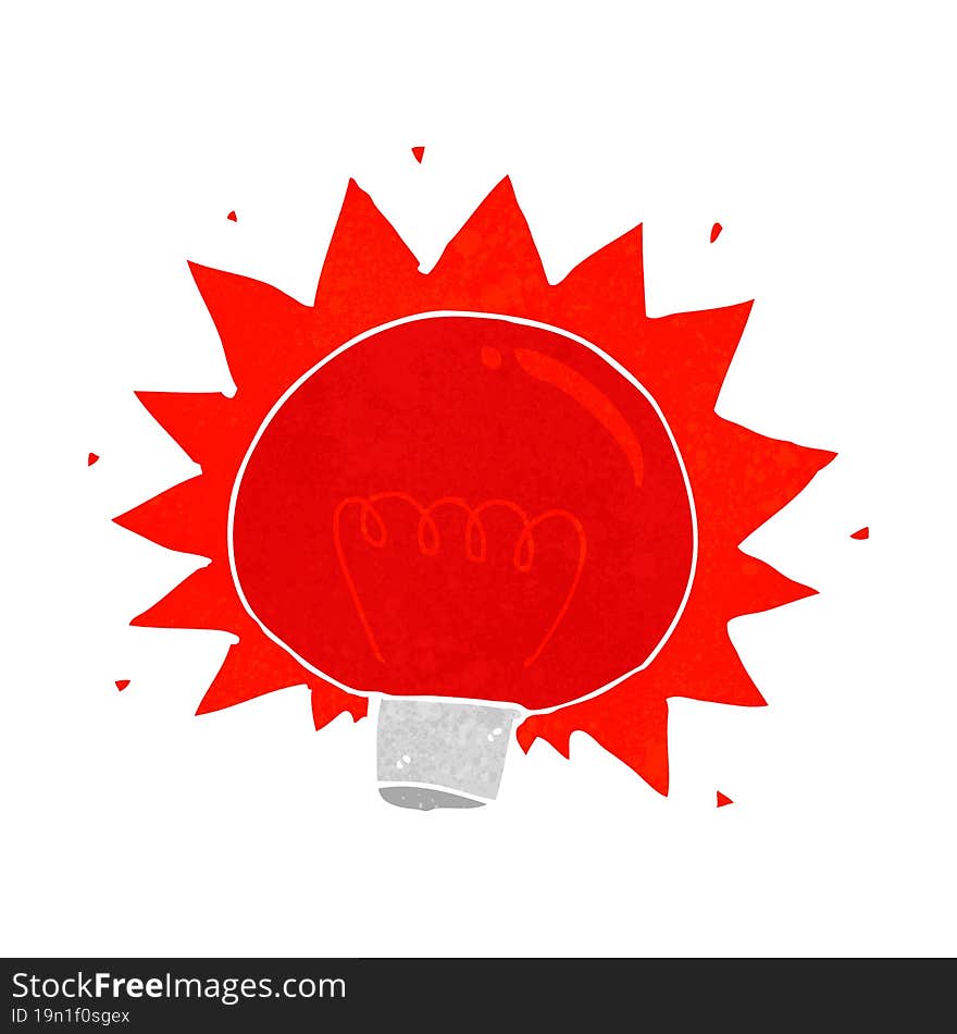 cartoon flashing red light bulb