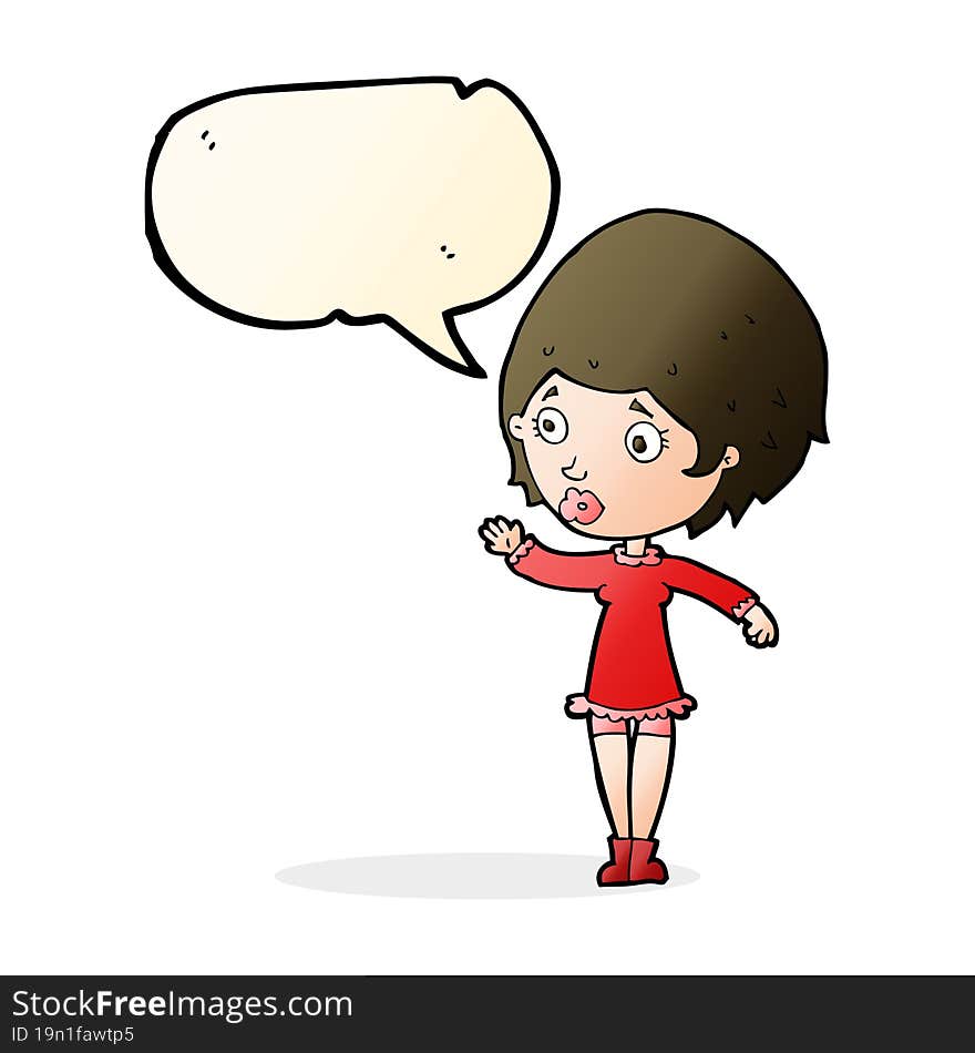 cartoon pretty woman with speech bubble