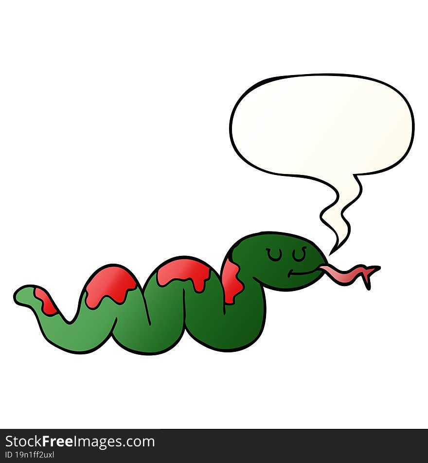 cartoon snake and speech bubble in smooth gradient style