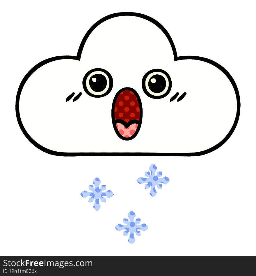 comic book style cartoon of a snow cloud