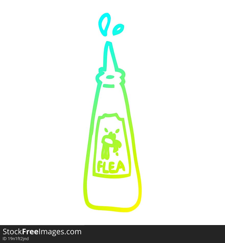 cold gradient line drawing of a cartoon flea treatment bottle