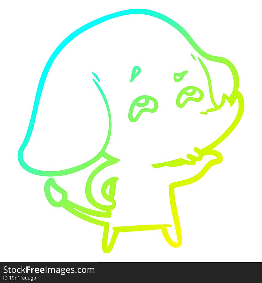 cold gradient line drawing cartoon elephant remembering