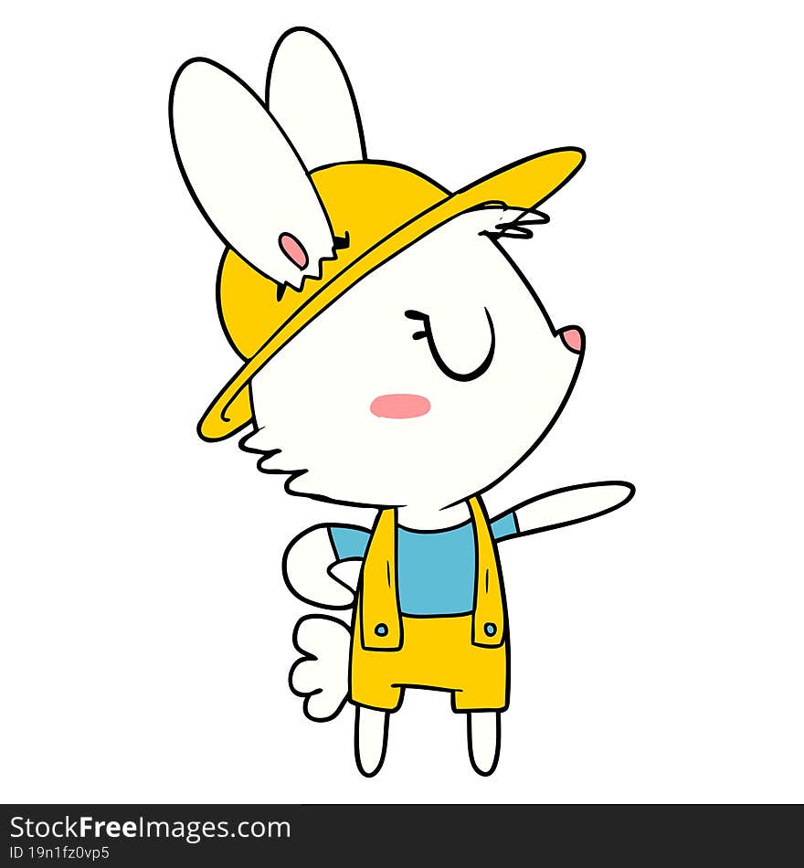 cartoon rabbit construction worker. cartoon rabbit construction worker