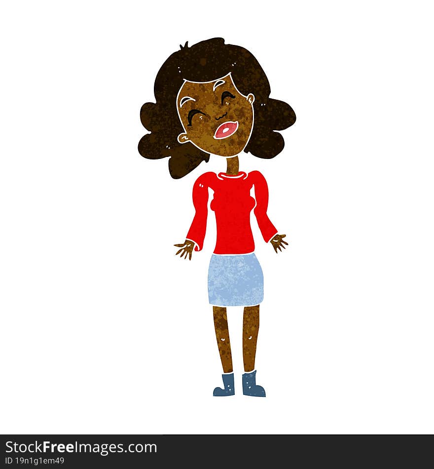 cartoon woman shrugging shoulders