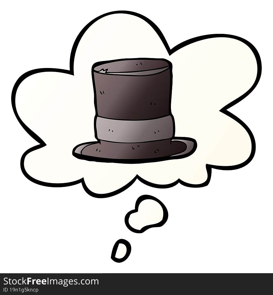 cartoon top hat and thought bubble in smooth gradient style