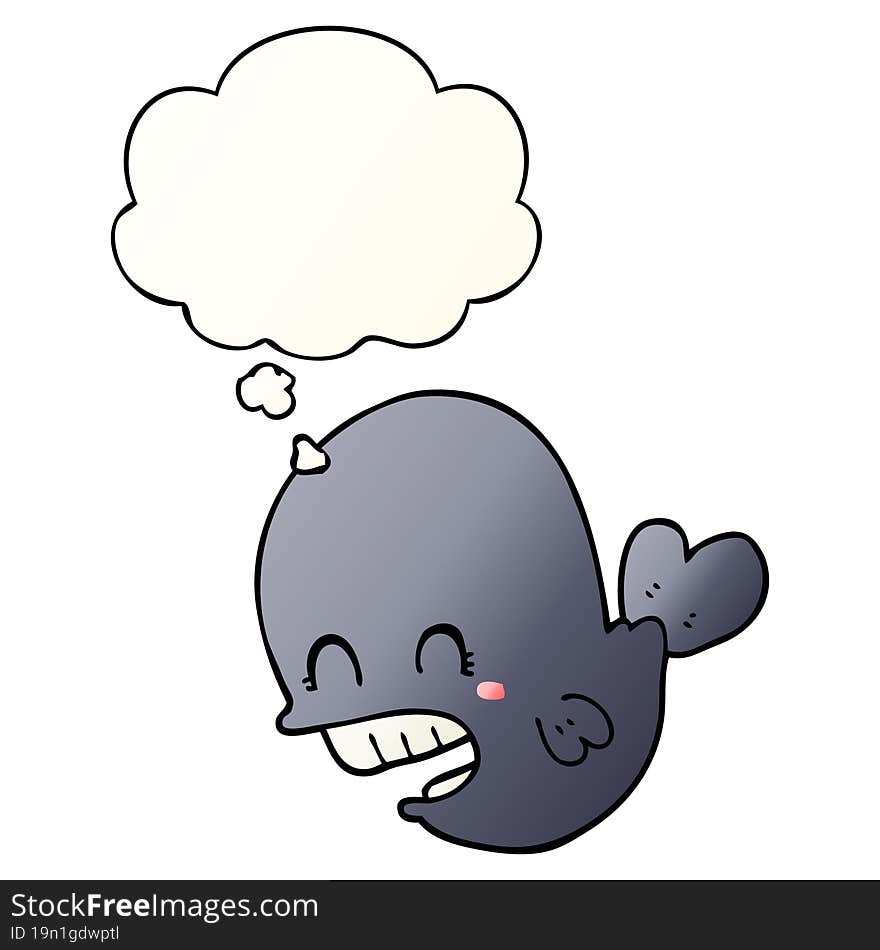 cartoon whale and thought bubble in smooth gradient style