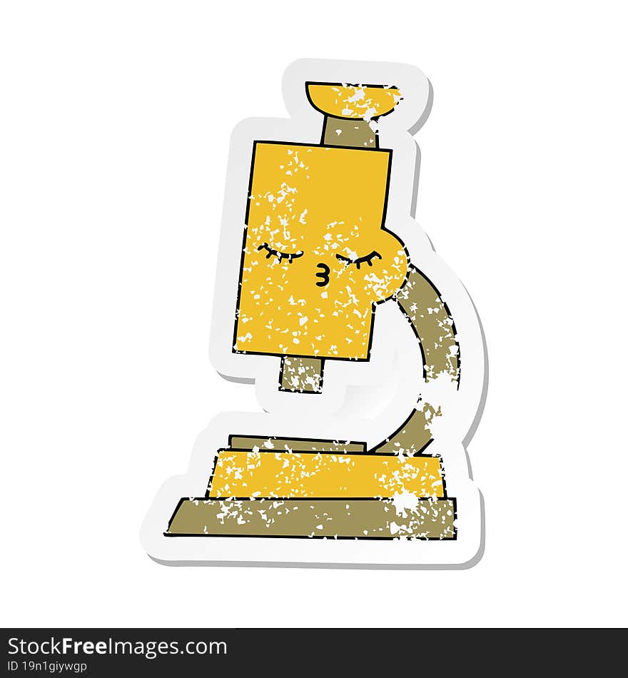 distressed sticker of a cute cartoon microscope