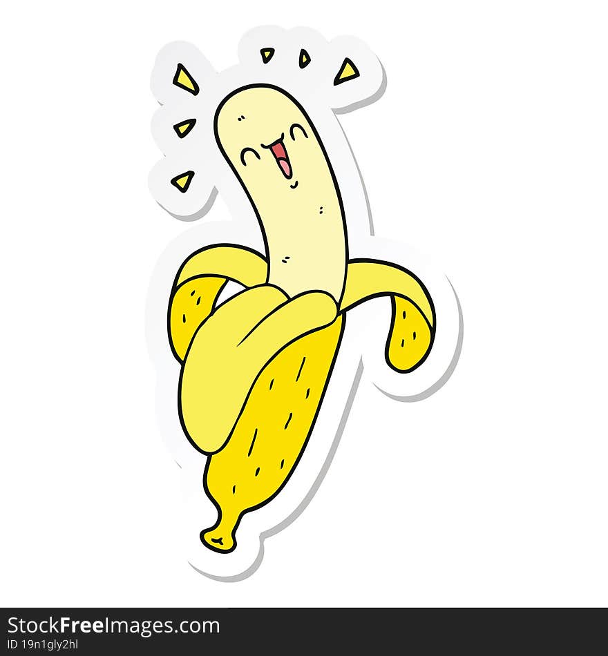 sticker of a cartoon banana