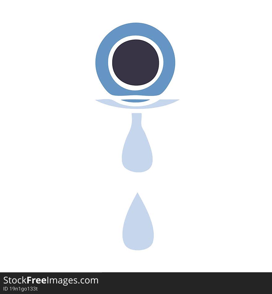 Flat Color Retro Cartoon Crying Eye