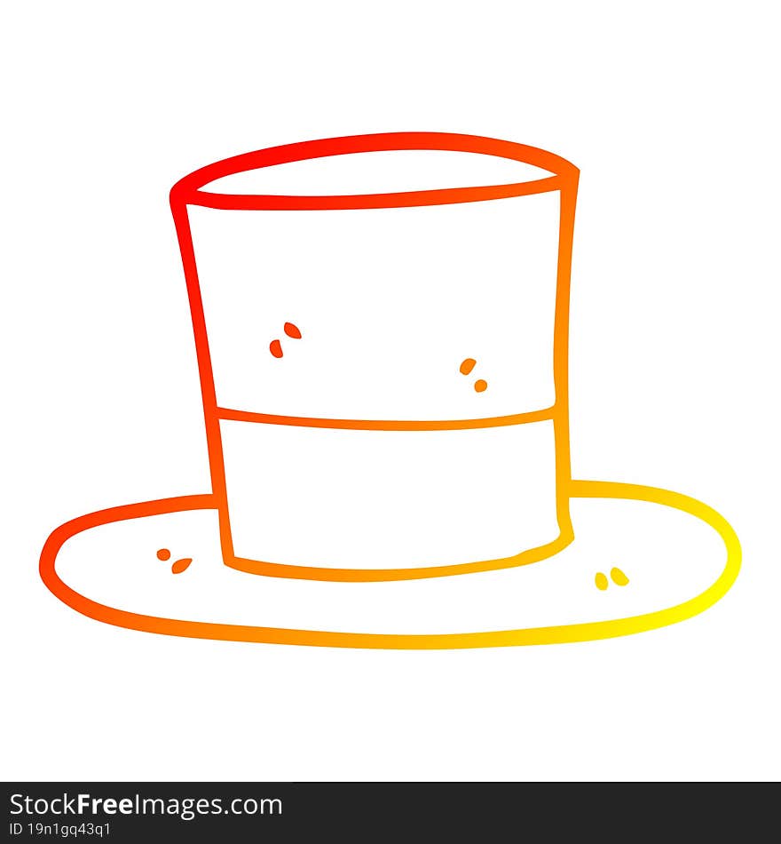 Warm Gradient Line Drawing Cartoon Top Hat