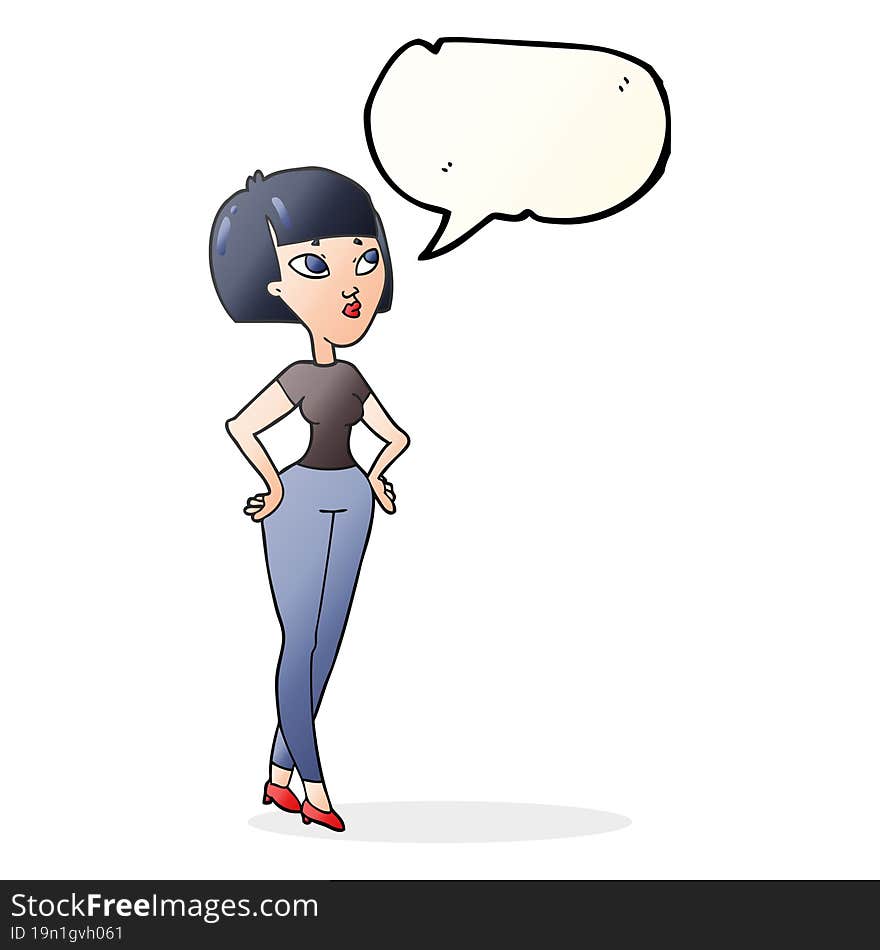 freehand drawn speech bubble cartoon woman