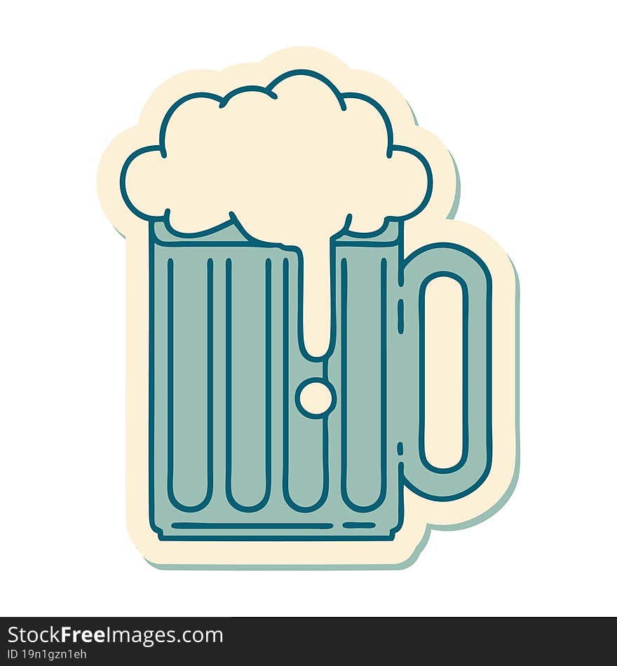 Tattoo Style Sticker Of A Beer Tankard