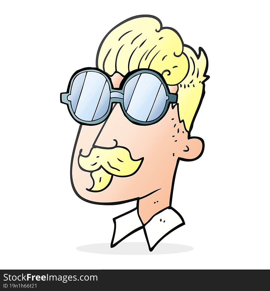 cartoon man with mustache and spectacles