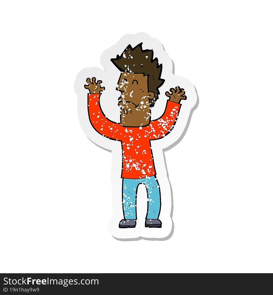 Retro Distressed Sticker Of A Cartoon Stressed Man