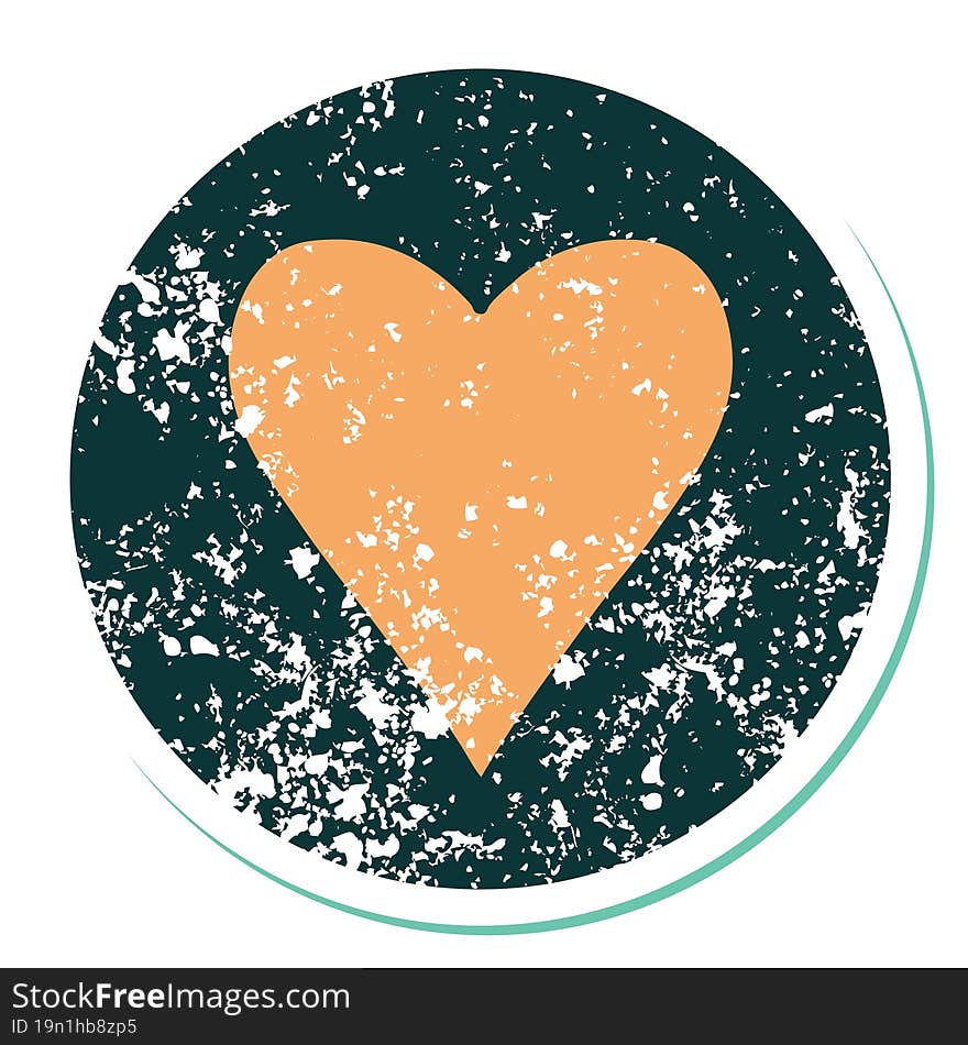 Distressed Sticker Tattoo Style Icon Of A Heart