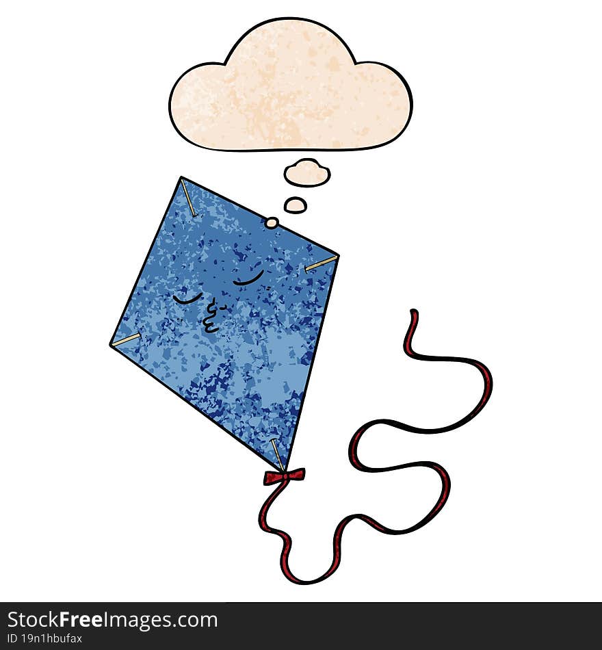 cartoon kite and thought bubble in grunge texture pattern style