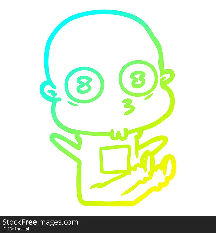 cold gradient line drawing cartoon weird bald spaceman