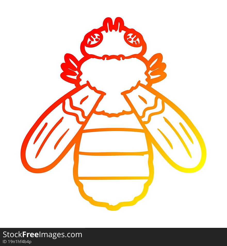 warm gradient line drawing cartoon bee