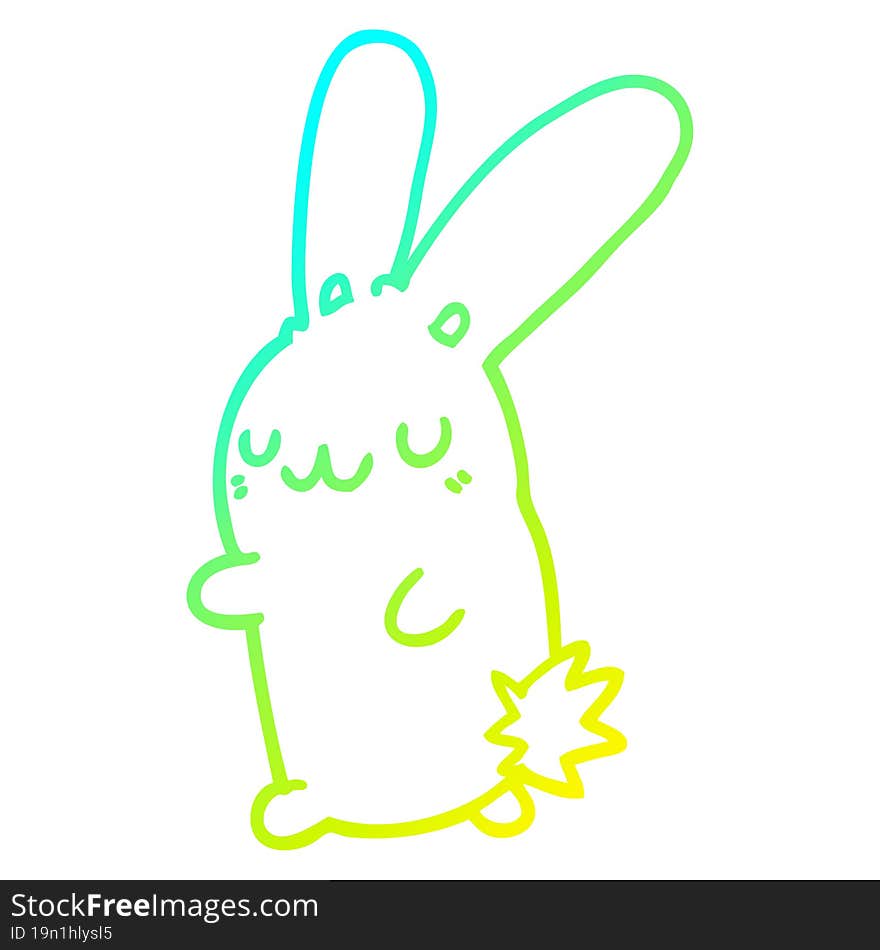 Cold Gradient Line Drawing Cute Cartoon Rabbit