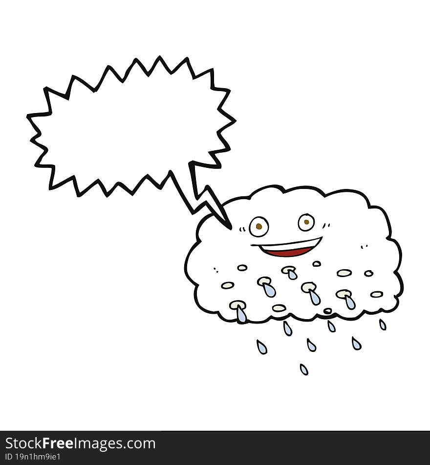 Cartoon Rain Cloud With Speech Bubble