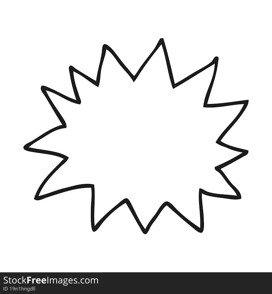 black and white cartoon simple explosion symbol