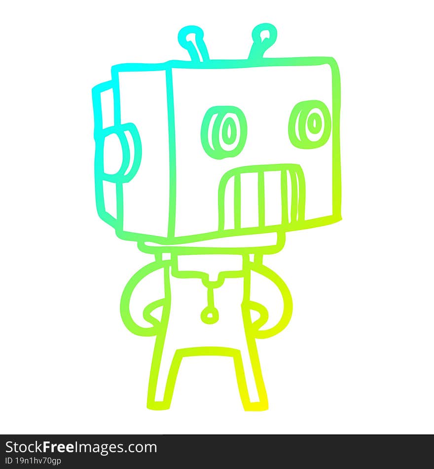 cold gradient line drawing cartoon robot