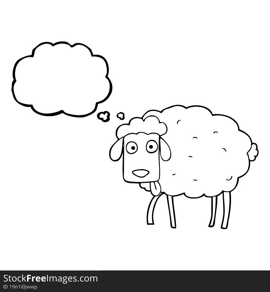 freehand drawn thought bubble cartoon sheep