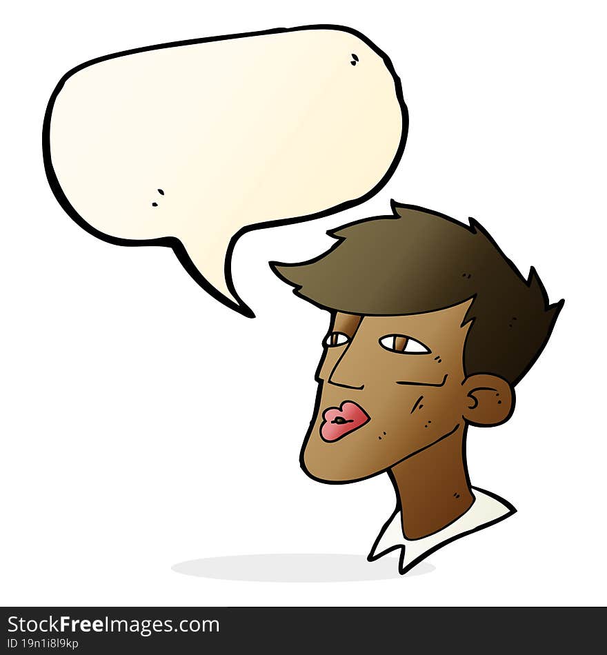 Cartoon Male Model Guy With Speech Bubble