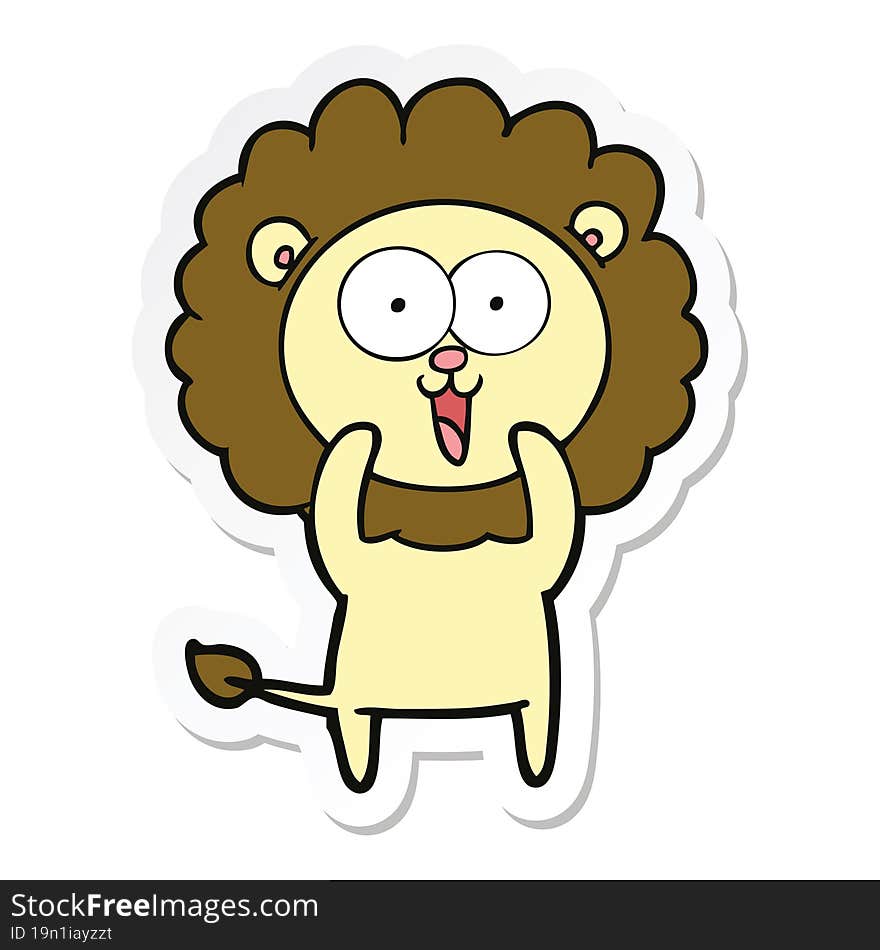 sticker of a happy cartoon lion