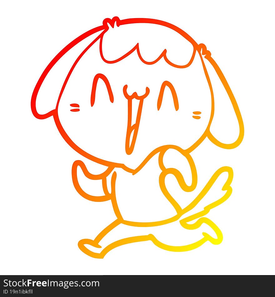 Warm Gradient Line Drawing Cute Cartoon Dog