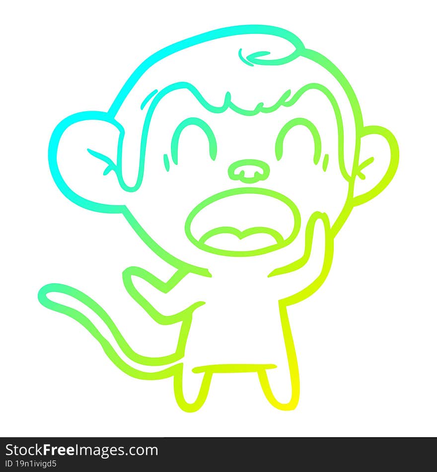 cold gradient line drawing shouting cartoon monkey