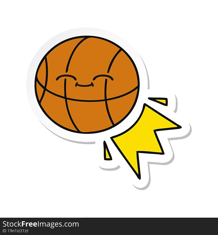 Sticker Of A Cute Cartoon Basketball