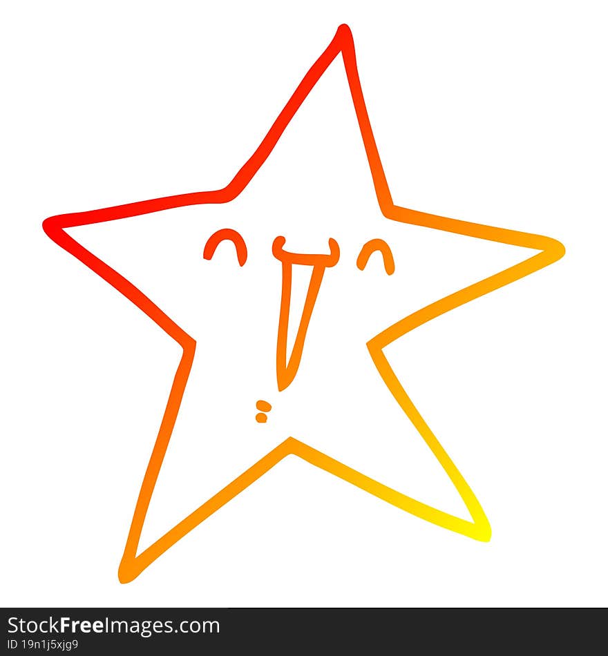 warm gradient line drawing happy cartoon star