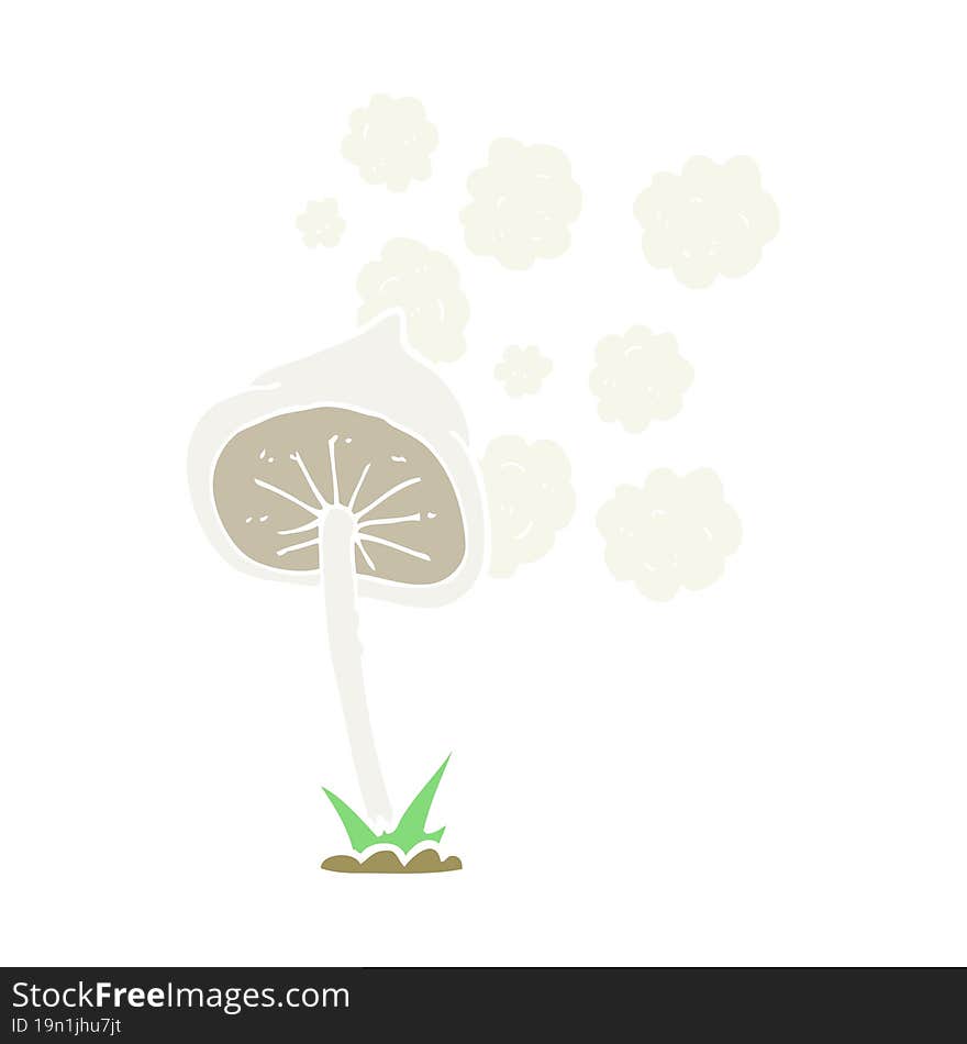 flat color illustration of a cartoon mushroom