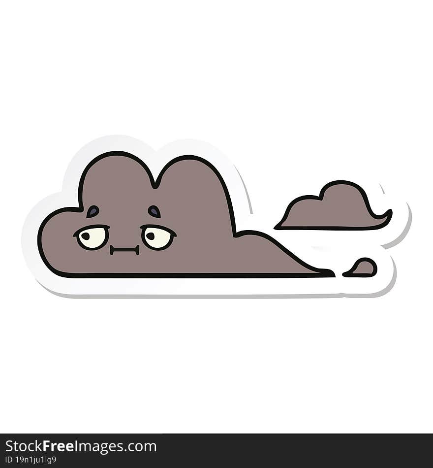 Sticker Of A Cute Cartoon Storm Cloud