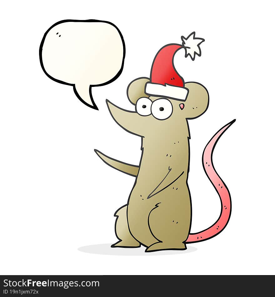 speech bubble cartoon mouse wearing christmas hat