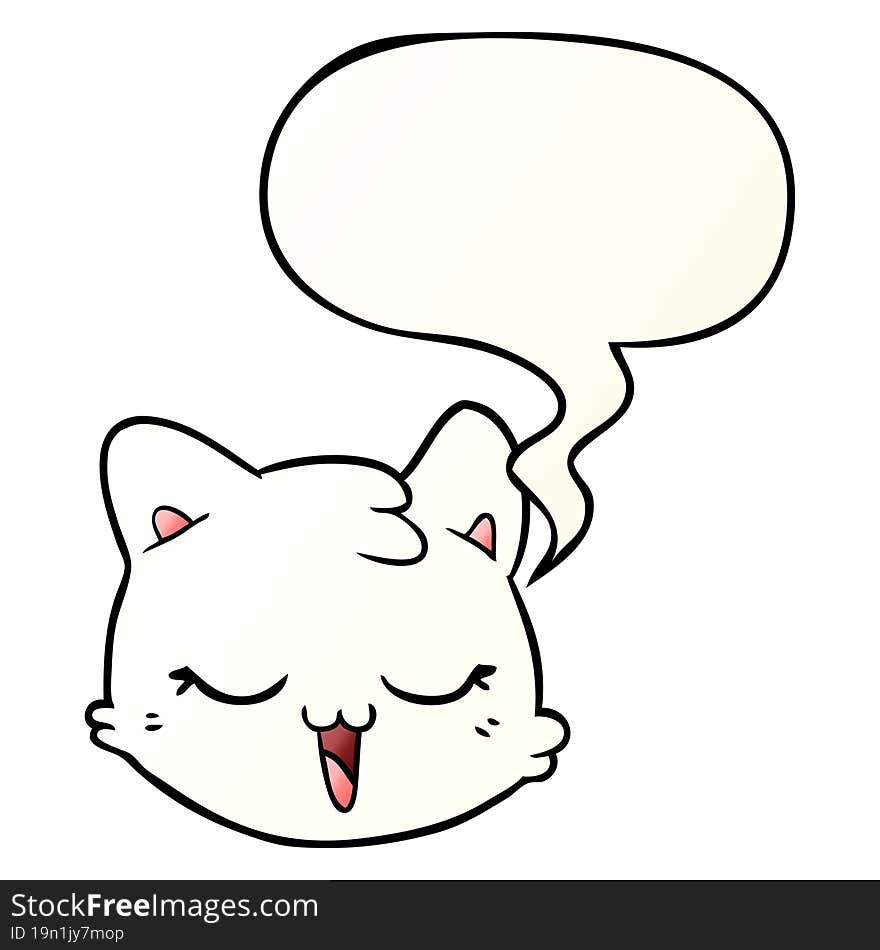 cartoon cat face and speech bubble in smooth gradient style