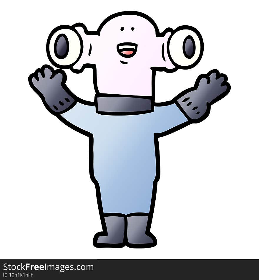 friendly cartoon alien waving. friendly cartoon alien waving