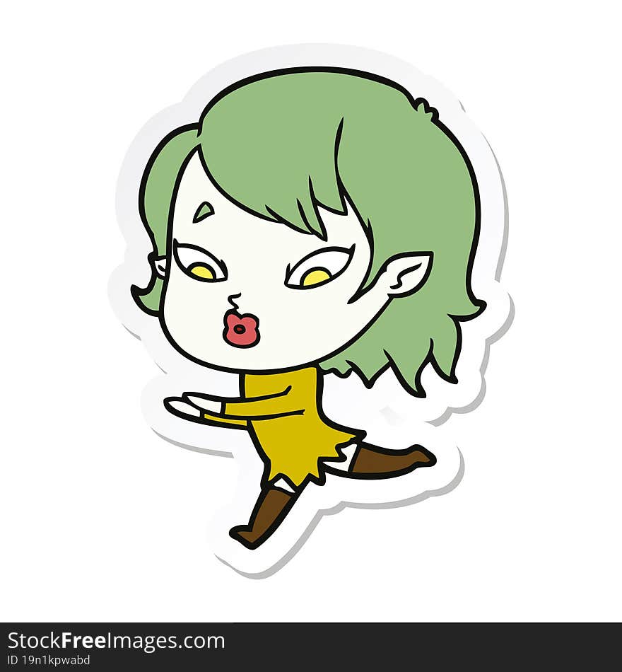 sticker of a cute cartoon vampire girl