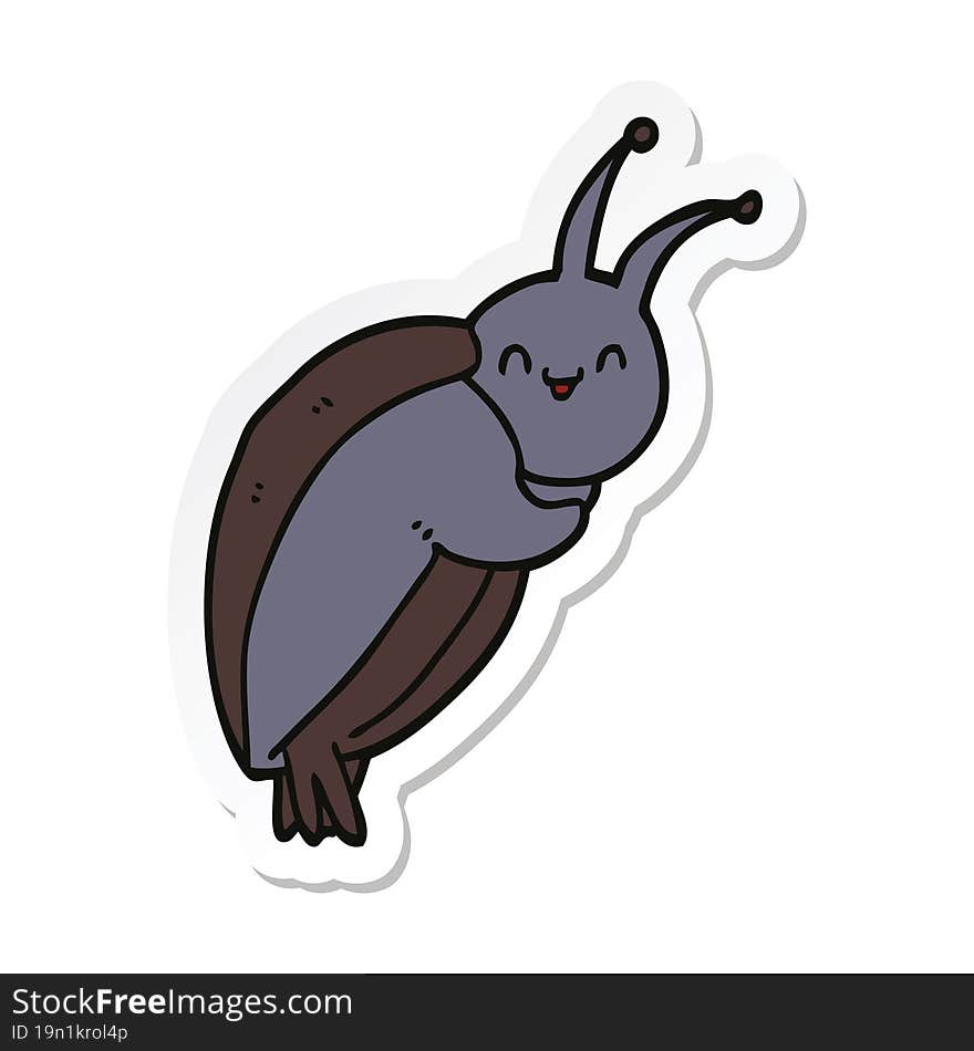 Sticker Of A Cute Cartoon Beetle