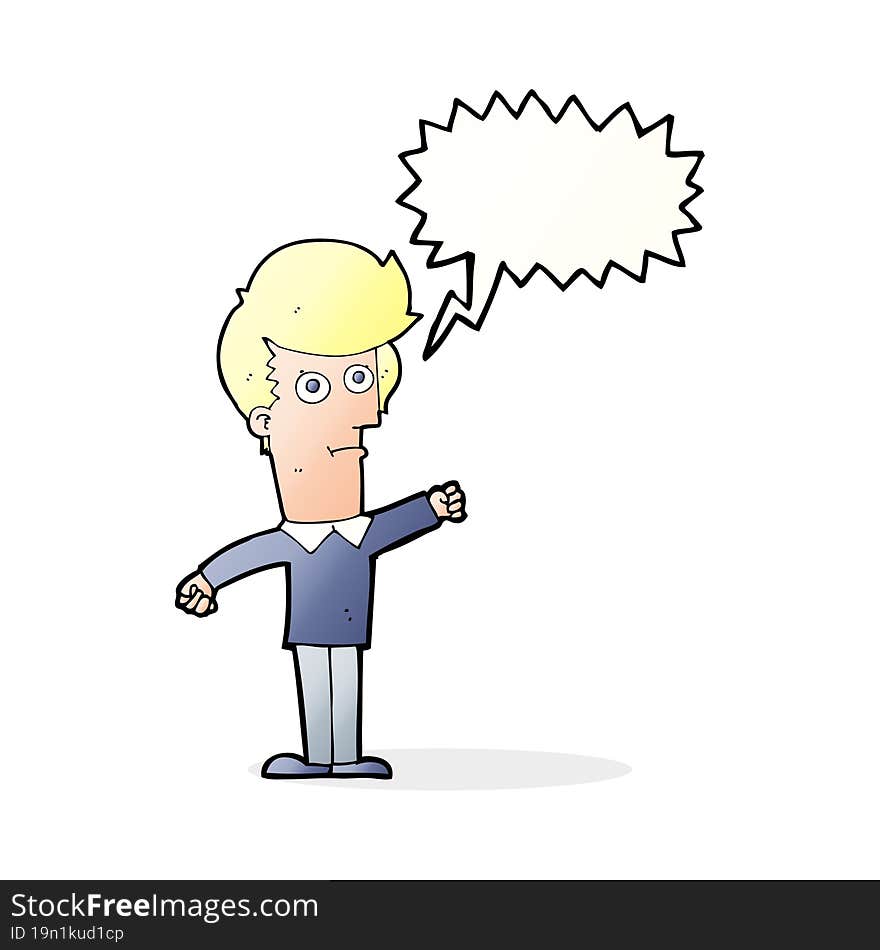 Cartoon Man Punching With Speech Bubble